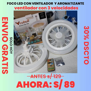 VENTILADOR 3 EN 1 (FOCO LED, AROMATIZADOR, VENTILADOR)